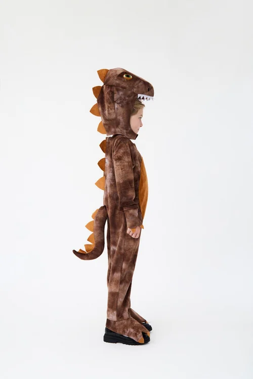 Vanilla Underground Kids Brown T-Rex Dinosaur Costume (3 -10 Years) - 4-6 Yrs Image 2