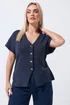 Yours Limited Curve Navy Blue Short Sleeve Knitted Top - 20 Image 1