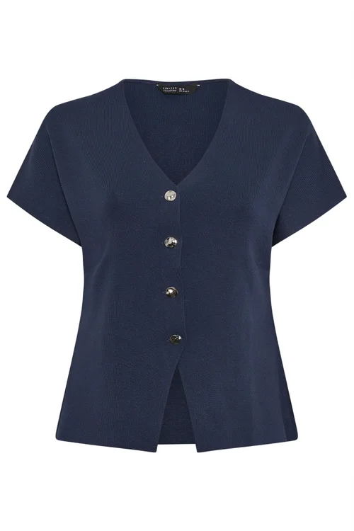 Yours Limited Curve Navy Blue Short Sleeve Knitted Top - 20 Image 5