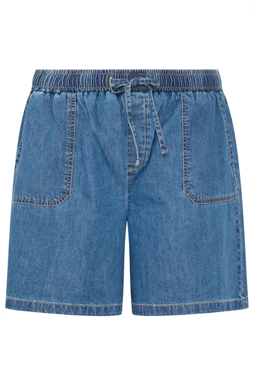 Yours Curve Blue Denim Tie Waist Shorts - 24 Image 5