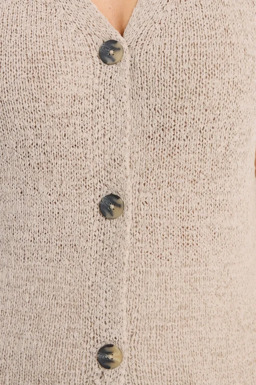 Yours Curve Natural Brown Button Through Knitted Waistcoat - 26-28 Image 5