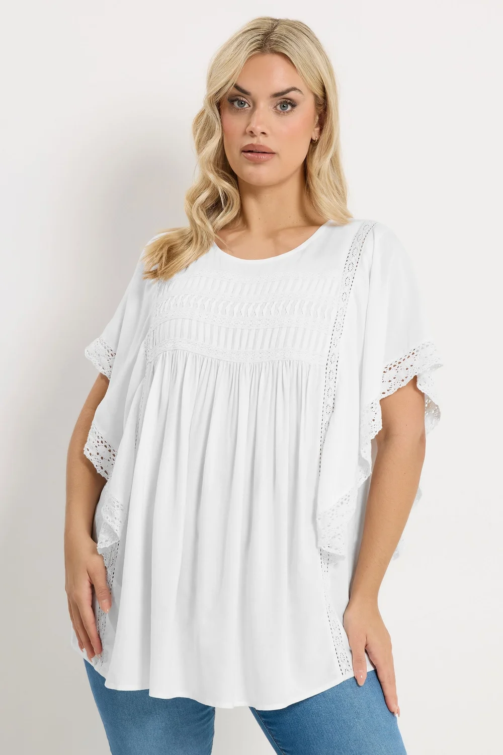 Yours Curve White Embroidered Blouse - 30-32 Image 1