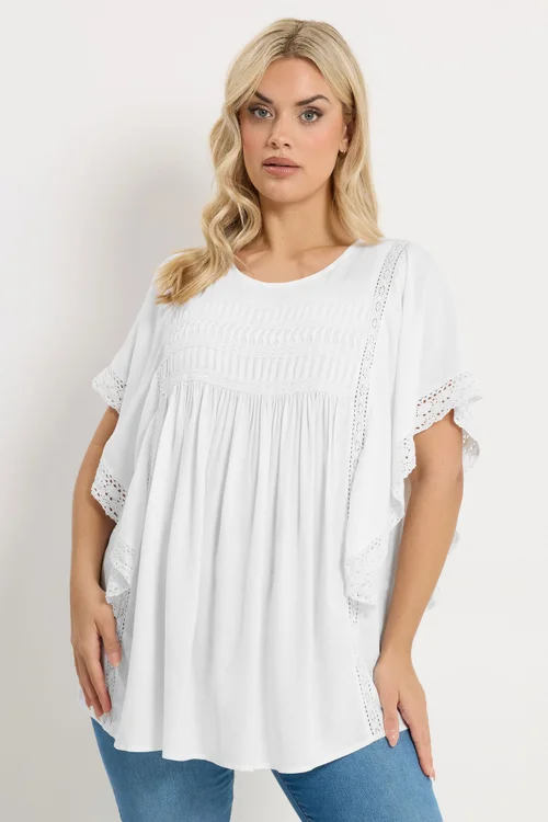 Yours Curve White Embroidered Blouse - 30-32 Image 1