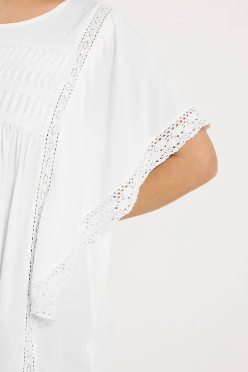 Yours Curve White Embroidered Blouse - 30-32 Image 4