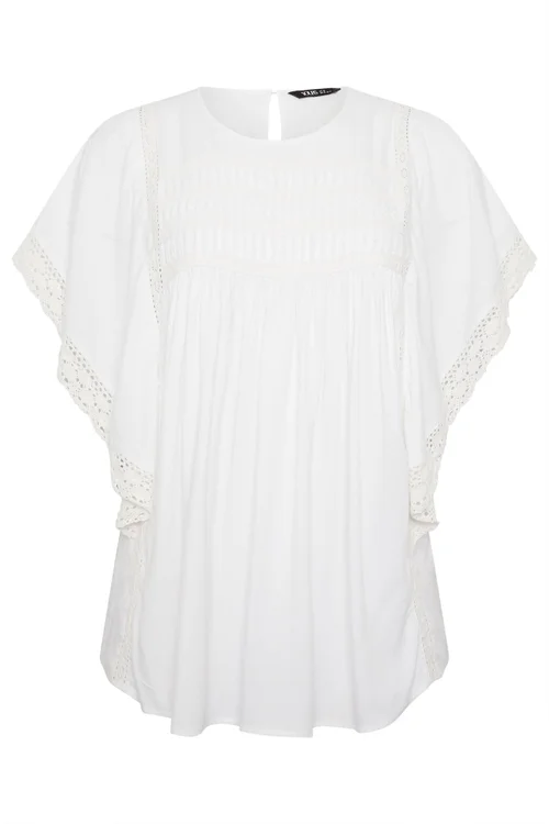 Yours Curve White Embroidered Blouse - 30-32 Image 5