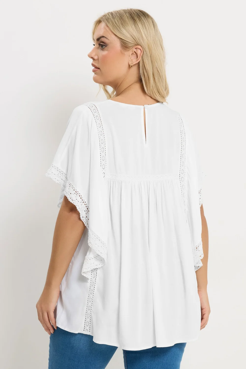 Yours Curve White Embroidered Blouse - 30-32 Image 3