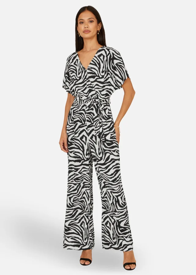 Yumi Black Zebra Print Relaxed Jumpsuit