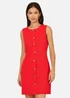 Yumi Red Viscose Button Detail Shift Dress - 16 Image 2