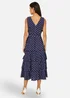 Yumi Navy Spot Tiered Midi Dress - 12 Image 2