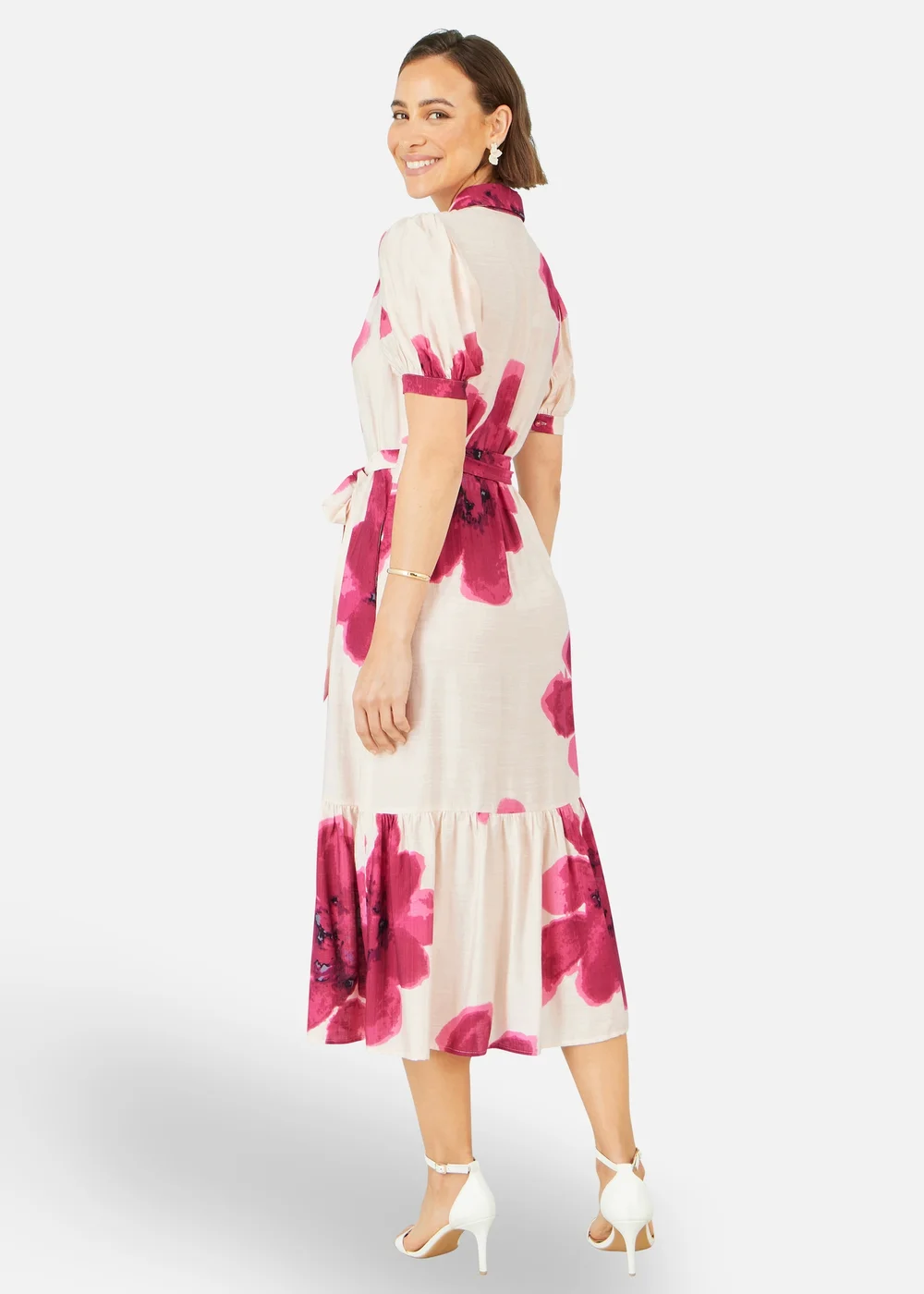 Yumi Pink Scattered Floral Shirt Dress - 10 Image 2