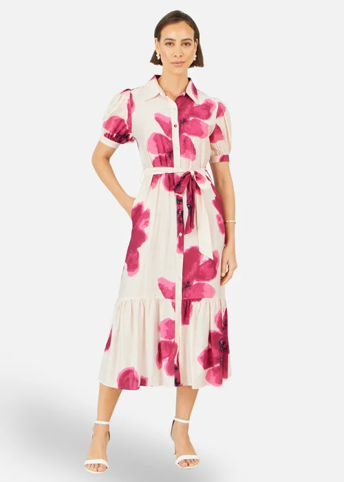 Yumi Pink Scattered Floral Shirt Dress - 10 Image 1