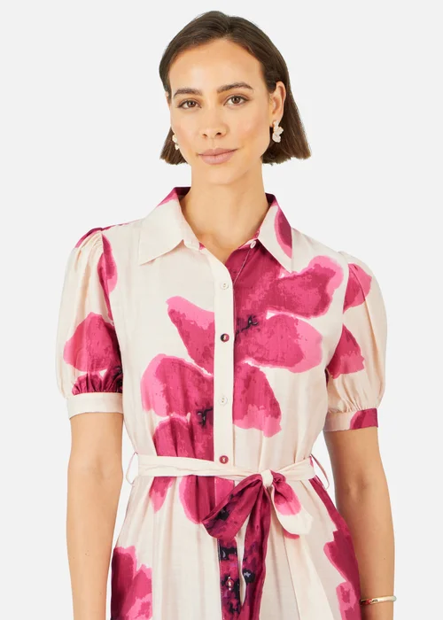 Yumi Pink Scattered Floral Shirt Dress - 10 Image 3