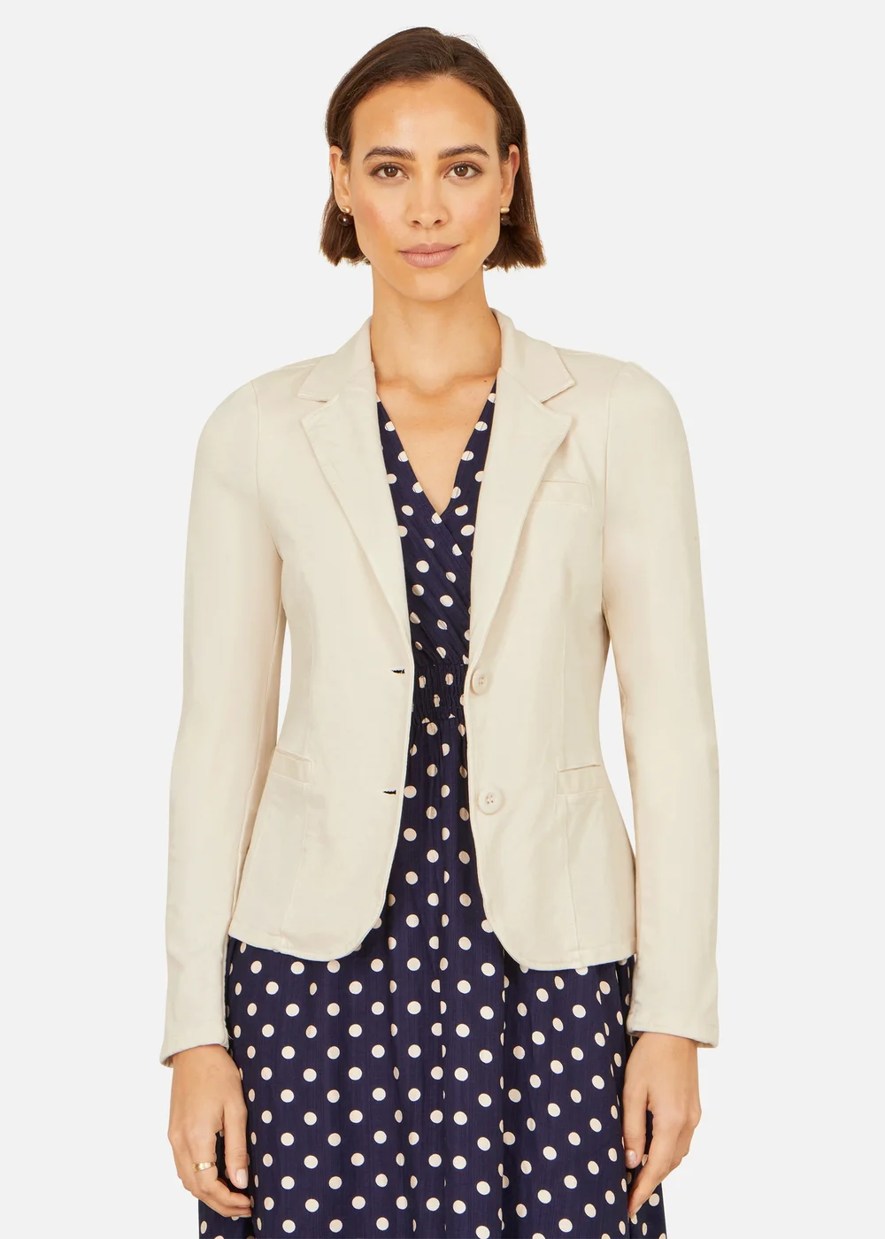 Yumi Beige Stretch Cotton Blazer - 8 Image 1