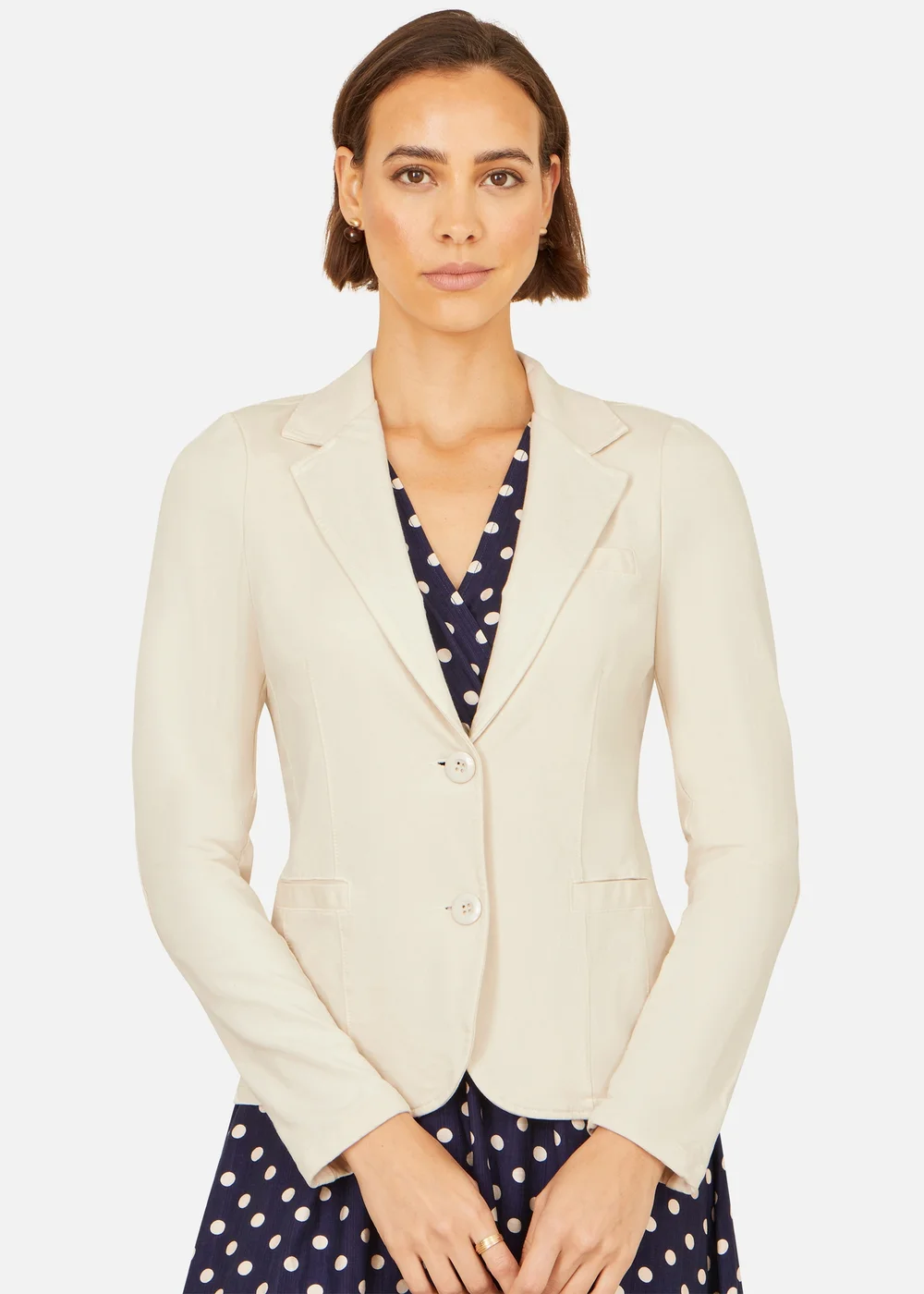 Yumi Beige Stretch Cotton Blazer - 8 Image 3