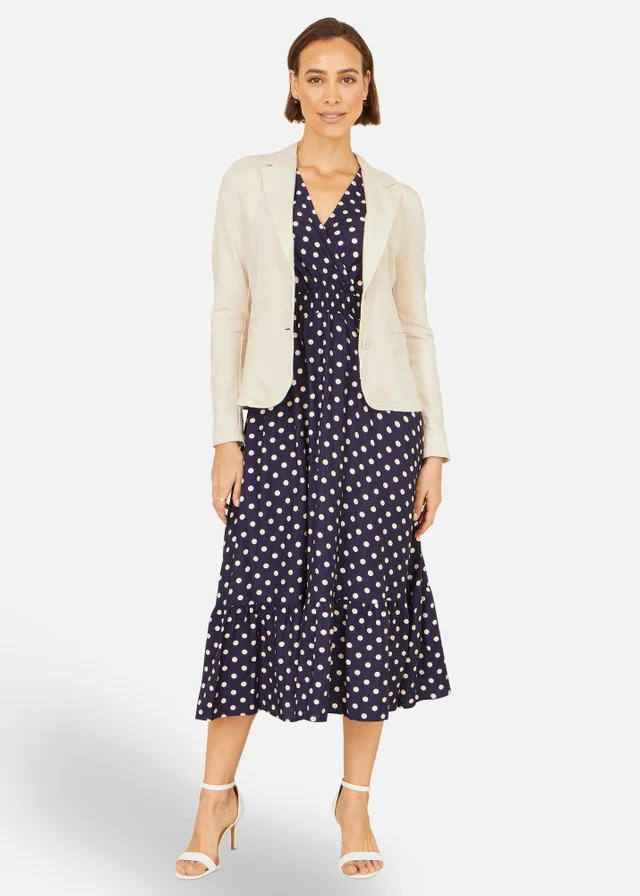 Yumi Beige Stretch Cotton Blazer