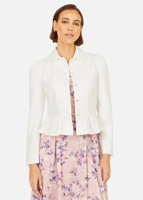 Yumi White Peplum Fitted Jacket - 16 Image 1