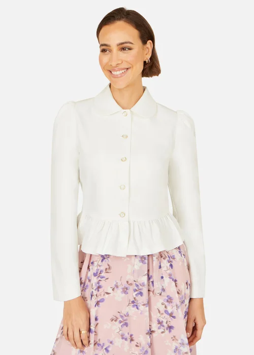 Yumi White Peplum Fitted Jacket - 16 Image 2