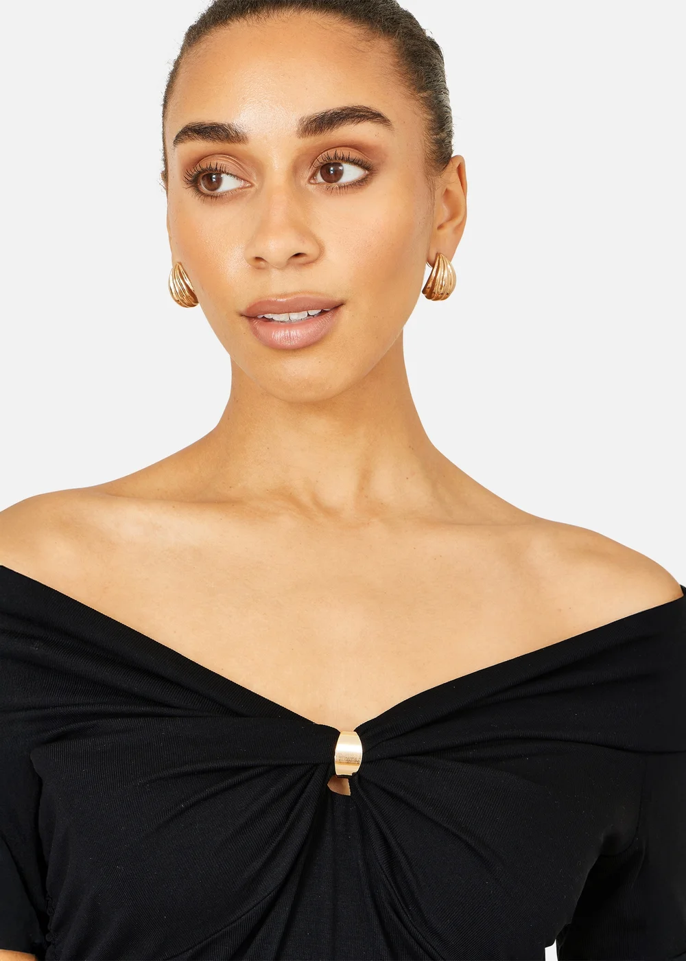 Yumi Black Off The Shoulder Jersey Top - 8 Image 3
