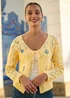 Yumi Butter Yellow Embroidered Pointelle Cardigan - M Image 1