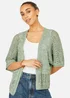 Yumi Green Crochet Edge To Edge 3/4 Sleeve Cardigan - M Image 3