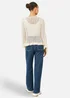 Yumi Beige Tie Front Knitted Pointelle Cardi - L Image 2