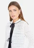 Yumi Ivory Crochet Knitted Cardigan With Peter Pan Collar - M Image 3