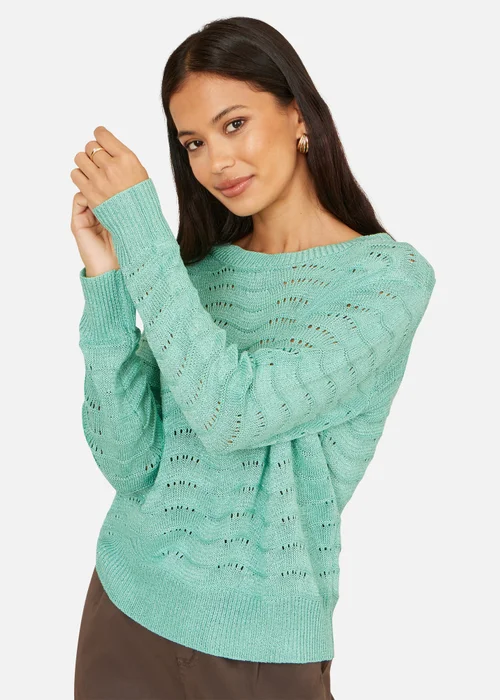 Yumi Aqua Wave Metallic Thread Relaxed Jumper - S Image 2