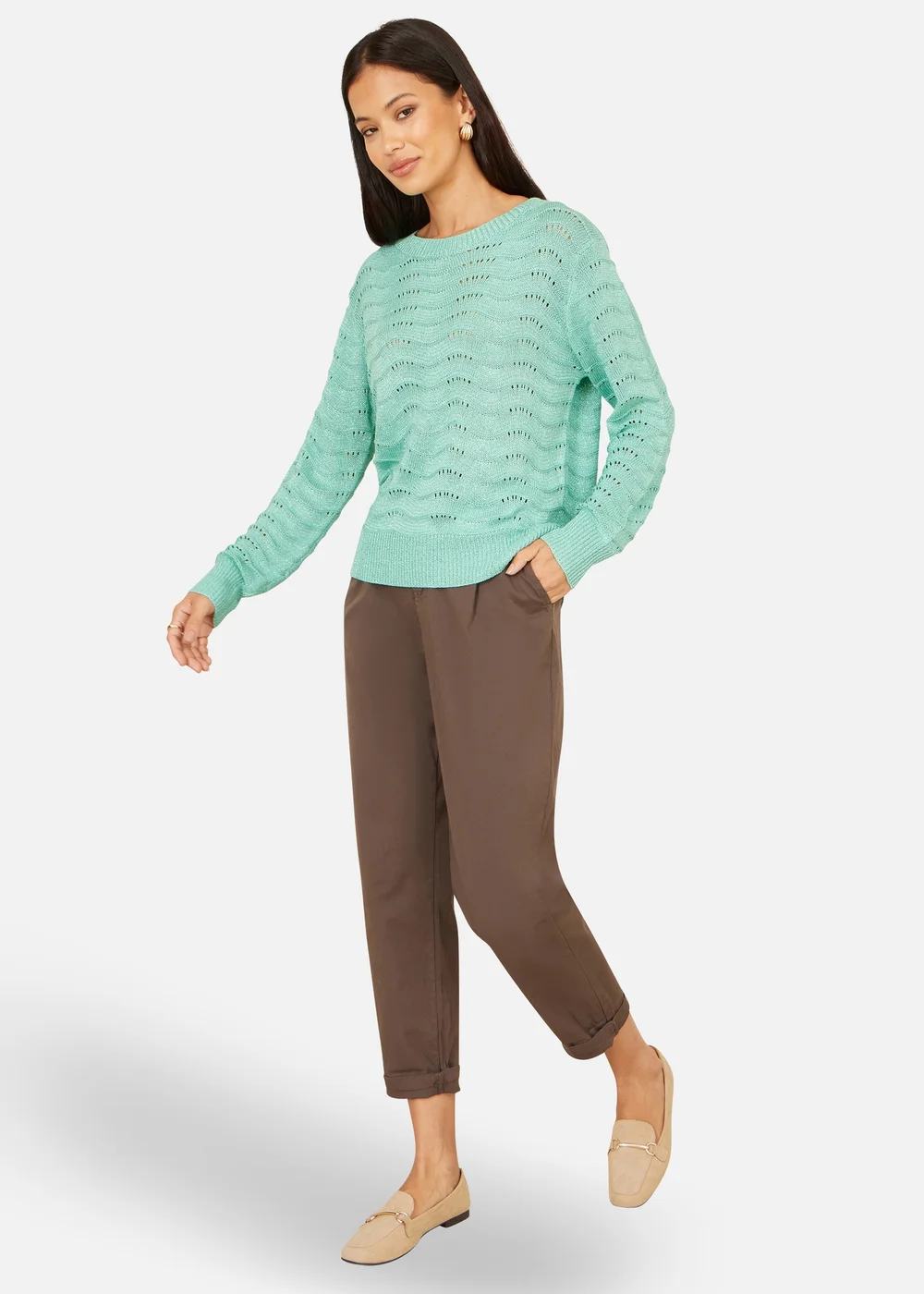 Yumi Aqua Wave Metallic Thread Relaxed Jumper - S Image 3