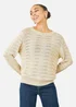 Yumi Beige Wave Metallic Thread Relaxed Jumper - M Image 1