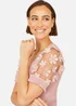 Yumi Blush Knitted Top With Floral Applique - L Image 3
