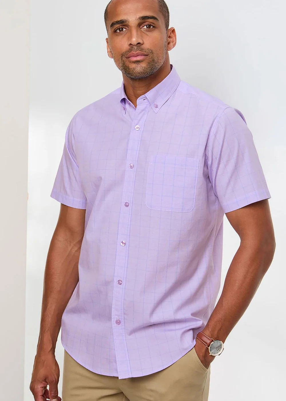Cotton Traders Soft Iris Short Sleeve Classic Poplin Shirt - 2XL Image 2