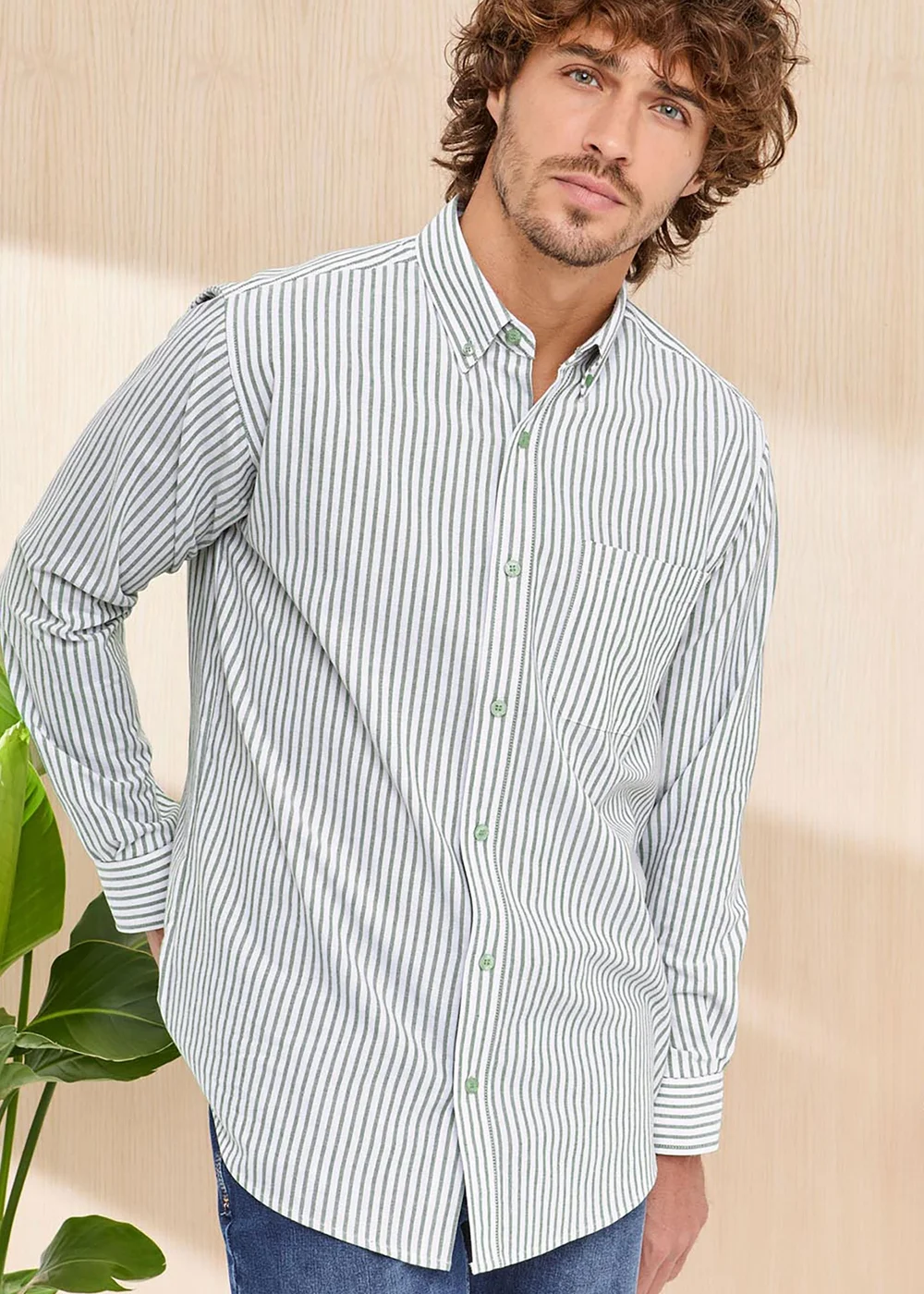 Cotton Traders Basil Signature Long Sleeve Oxford Shirt - 4XL Image 1