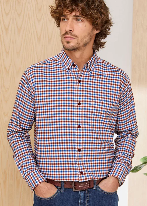 Cotton Traders Maroon Red Signature Long Sleeve Oxford Shirt - M Image 4