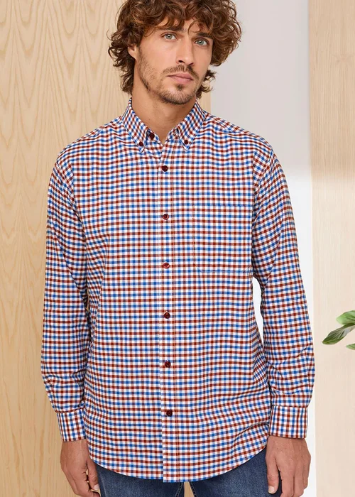 Cotton Traders Maroon Red Signature Long Sleeve Oxford Shirt - M Image 1