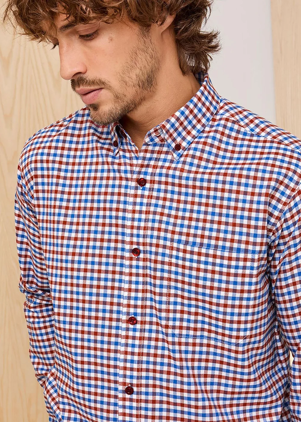 Cotton Traders Maroon Red Signature Long Sleeve Oxford Shirt - M Image 3