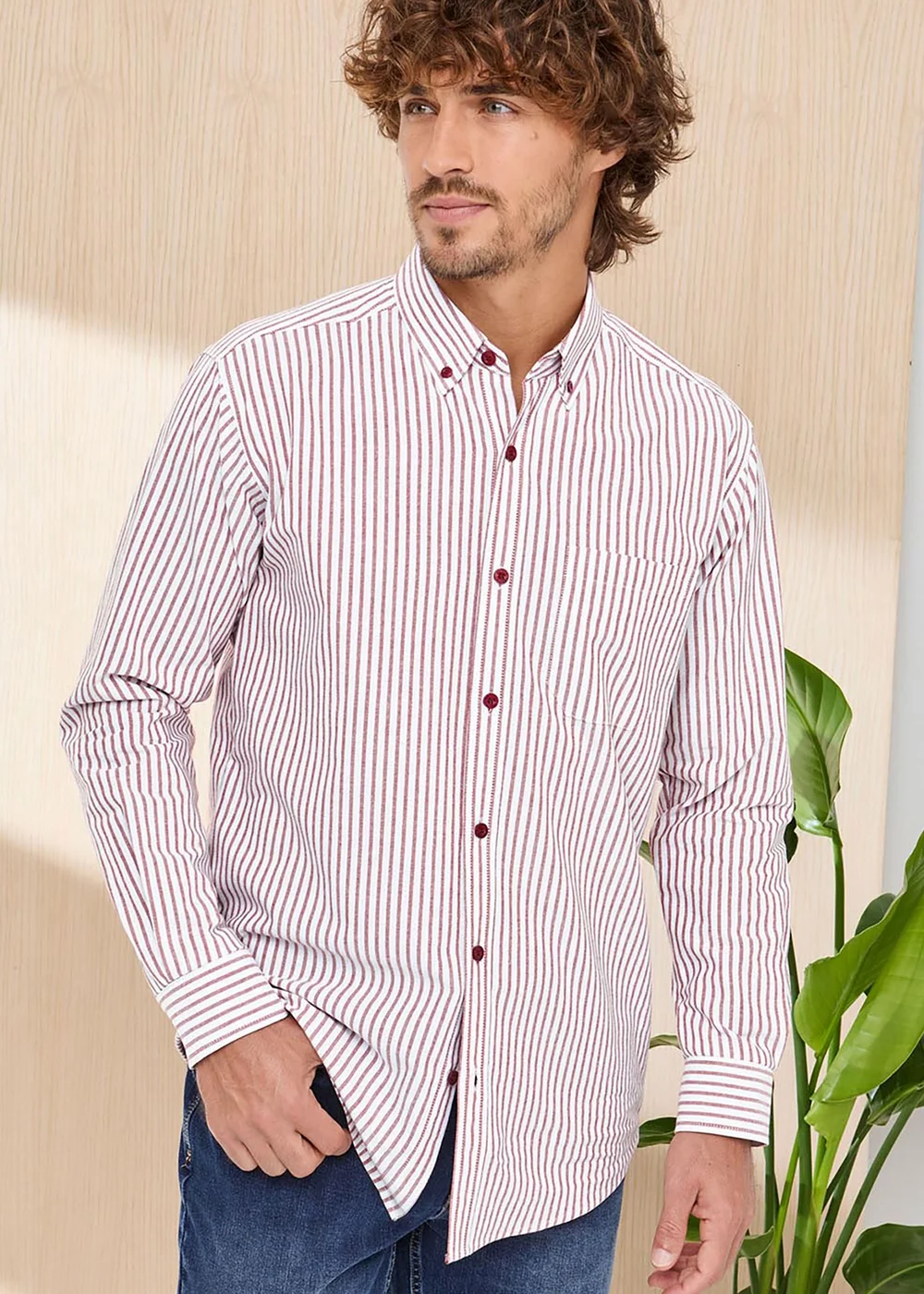 Cotton Traders Deep Rust Signature Long Sleeve Oxford Shirt - 5XL Image 1