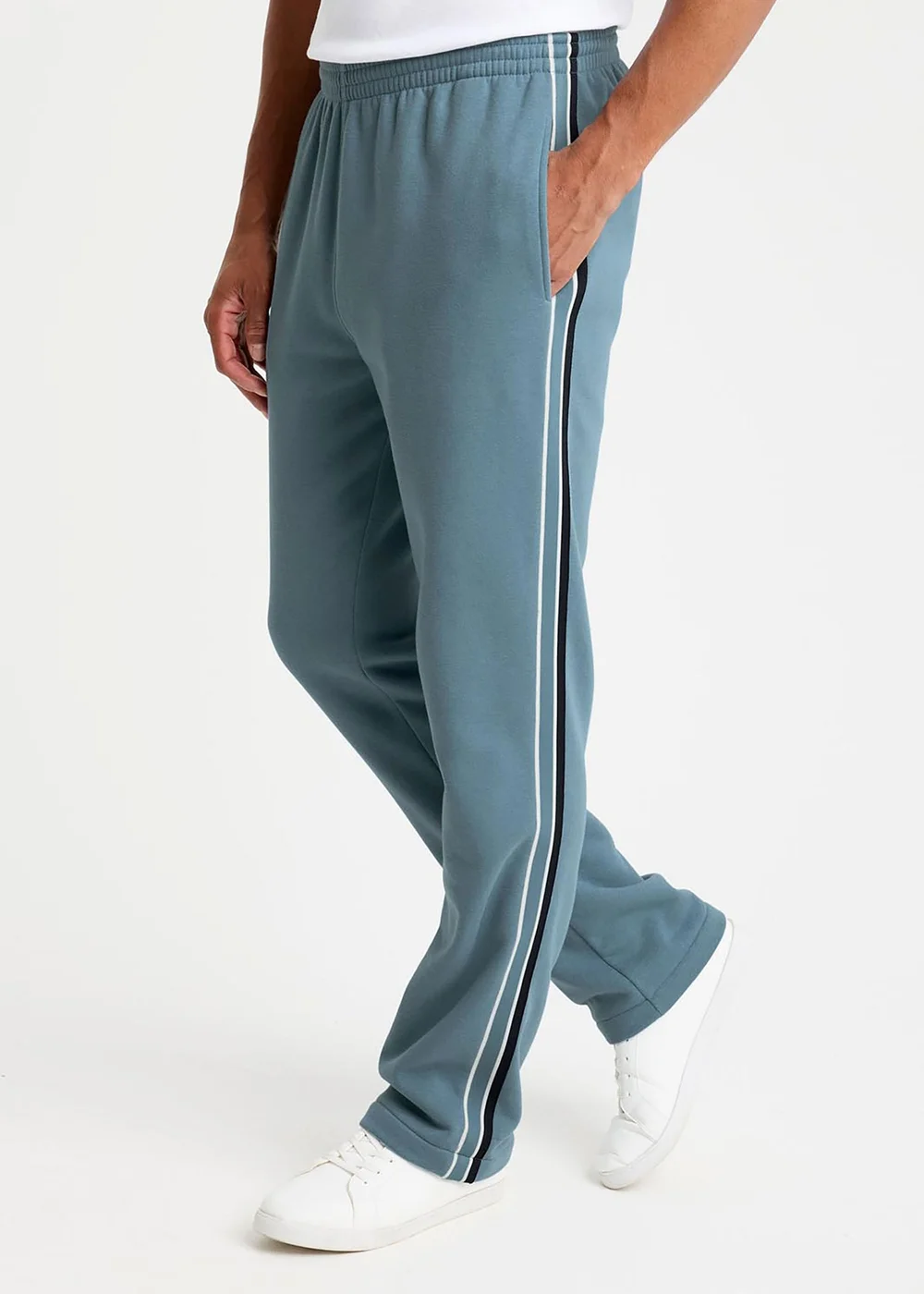 Cotton Traders Washed Aqua Side Detail Jog Pants - L/L29 Image 1