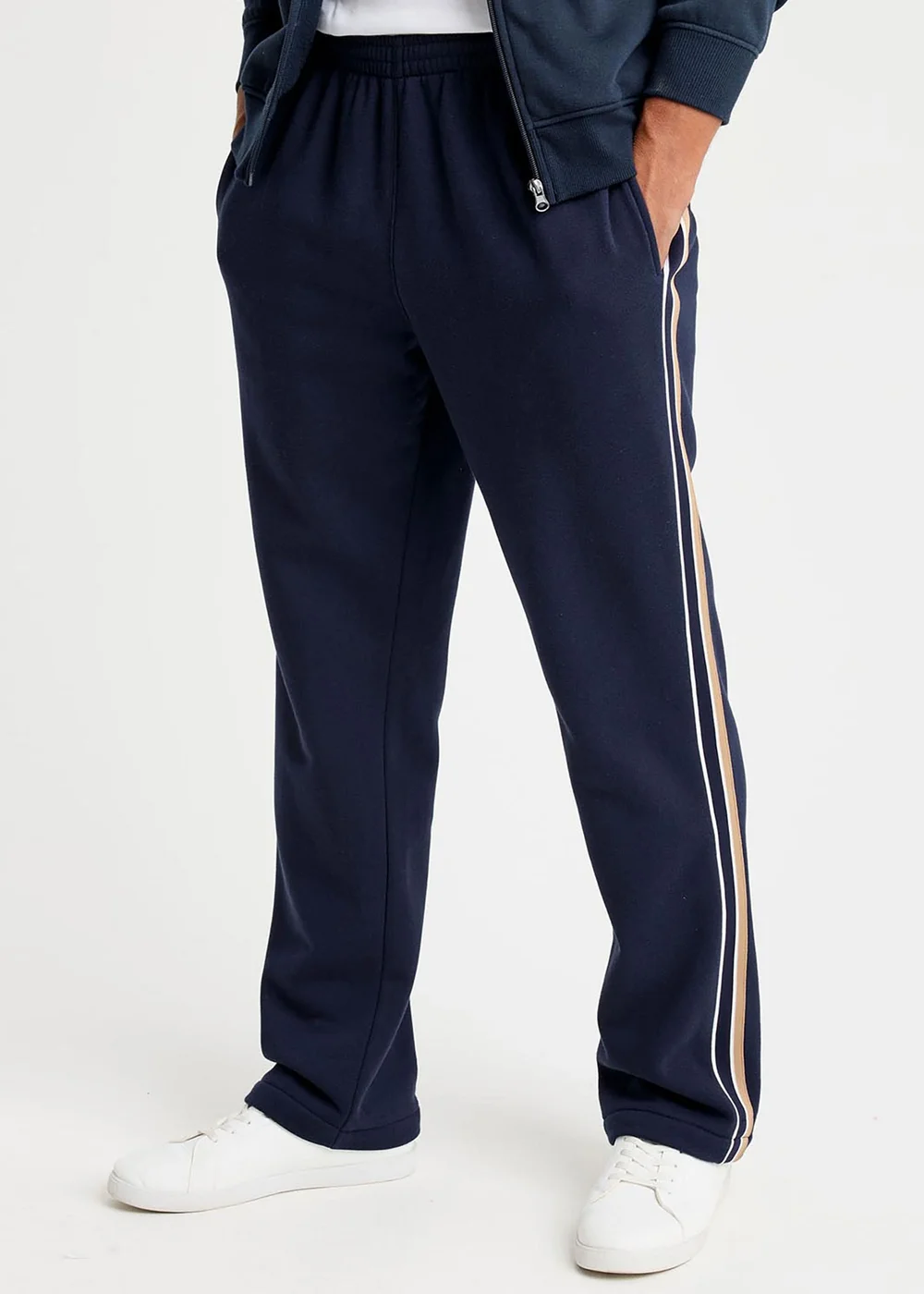 Cotton Traders Navy Side Detail Jog Pants - 3XL/L27 Image 1