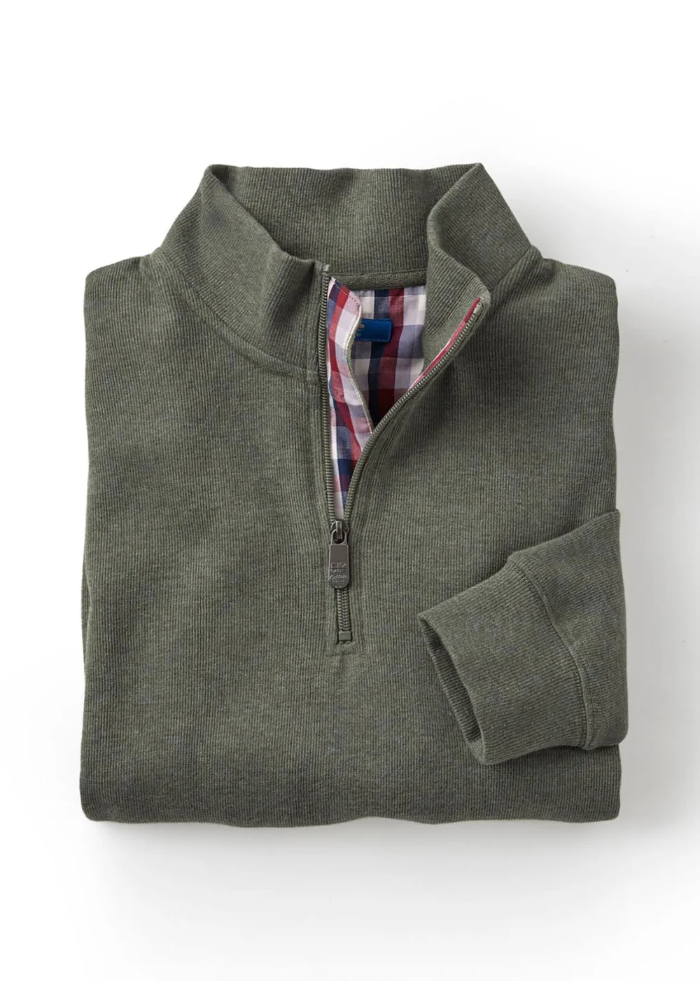 Cotton Traders Green Dusk Half Zip Brushed Rib Top - 3XL Image 4