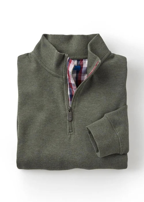 Cotton Traders Green Dusk Half Zip Brushed Rib Top - 3XL Image 4