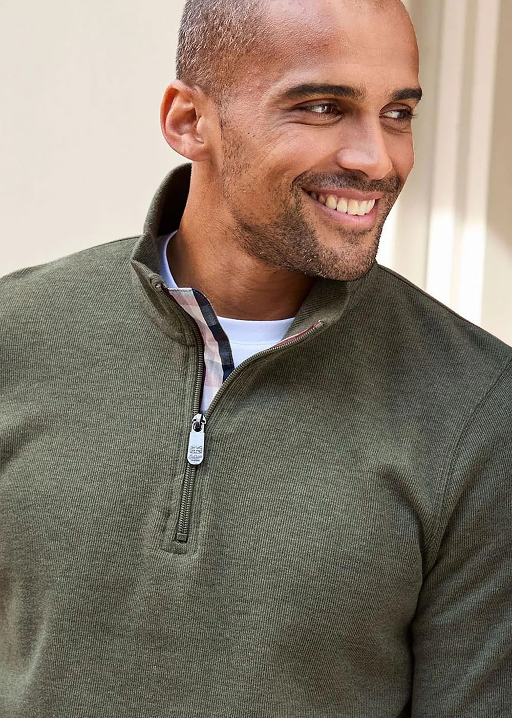 Cotton Traders Green Dusk Half Zip Brushed Rib Top - 3XL Image 2