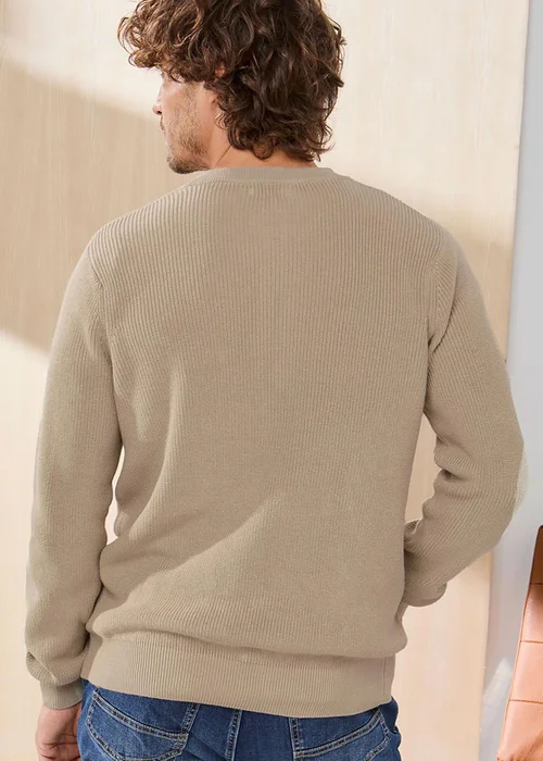 Cotton Traders Sandstone Signature Button Neck Crew Jumper - L Image 2