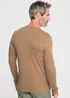 Cotton Traders Linen Pale Camel Long Sleeve Crew Neck Base Layer Top - 2XL Image 2