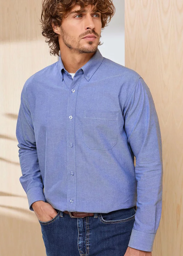 Cotton Traders Dark Blue Oxford Blue Signature Long Sleeve Oxford Shirt