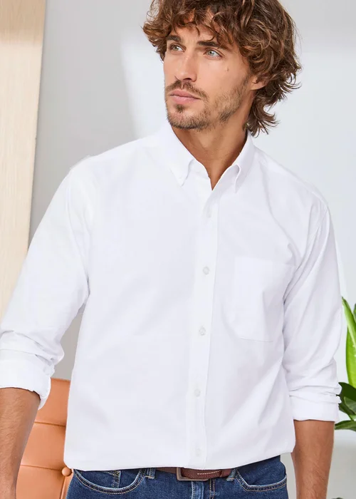 Cotton Traders White White Signature Long Sleeve Oxford Shirt - XL Image 1