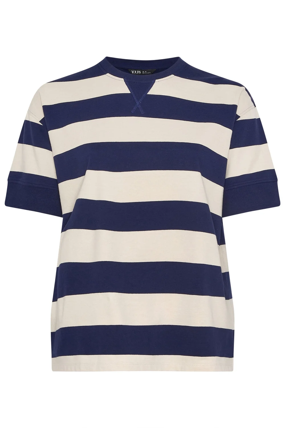 Yours Curve Navy Blue Stripe Heavyweight T-Shirt - 18 Image 5