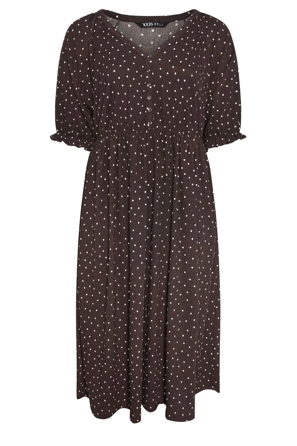 Yours Curve Chocolate Brown Polka Dot Dress - 22-24 Image 5