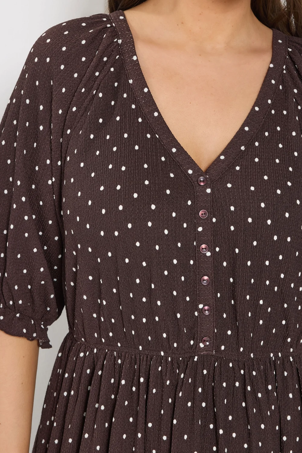 Yours Curve Chocolate Brown Polka Dot Dress - 22-24 Image 4