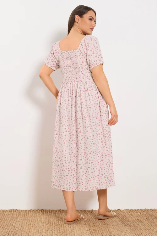 Yours Curve Pink Ditsy Print Midi Dress - 26-28 Image 4