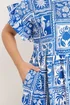 Yours Curve Blue Mixed Shell Frill Sleeve Tunic Dress - 16 Image 4